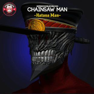 Chainsaw Man Cosplay Helmet - Katana Man 3D Print Model